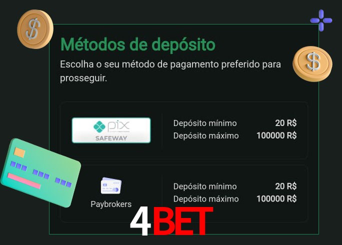 O cassino 4Bet oferece uma grande variedade de métodos de pagamento